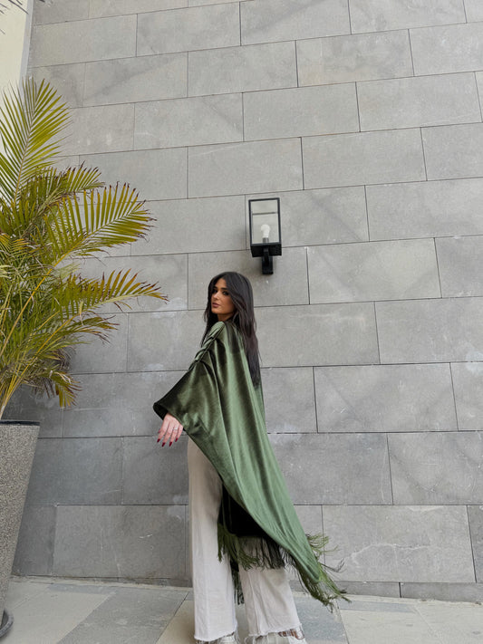 Olive Fringed Kimono