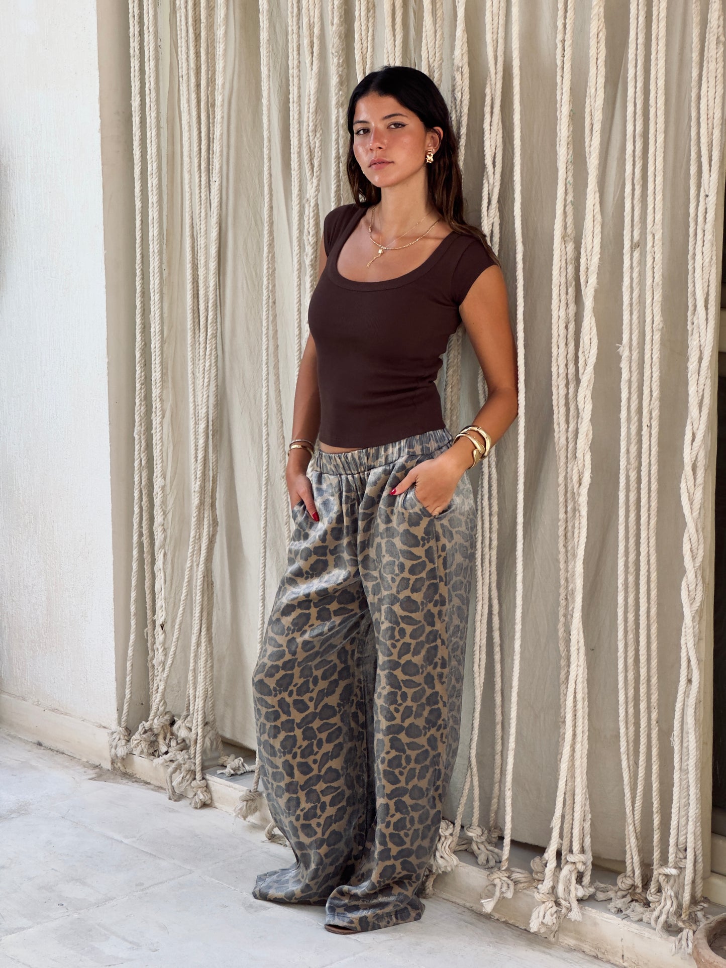 Leopard Washed Pants