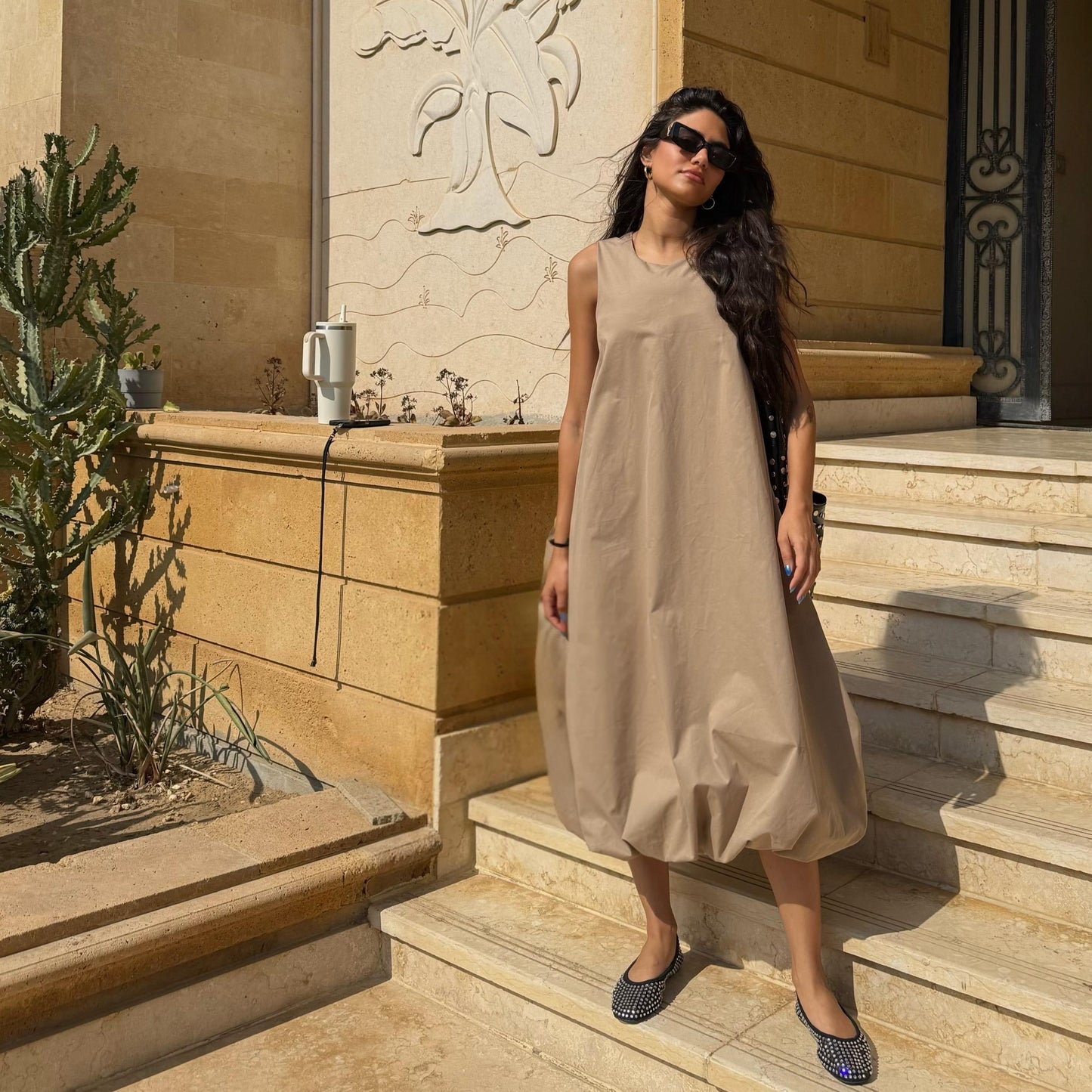 Balloon Beige Dress