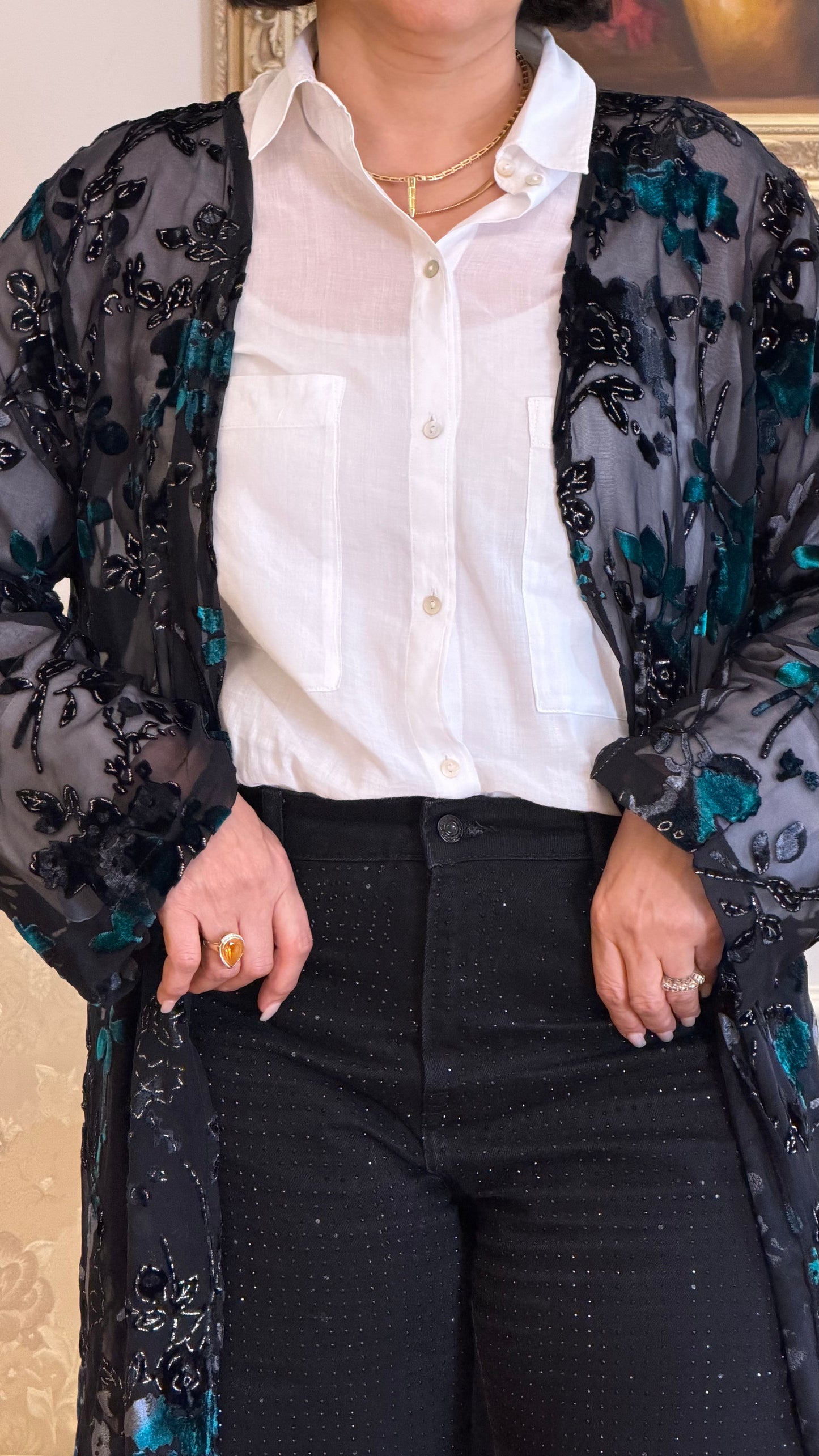Women Green Floral Grace Cardigan by Nous Sommes