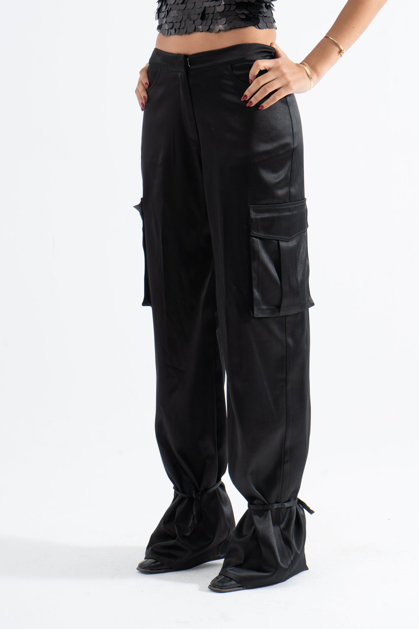Satin Cargo Pants