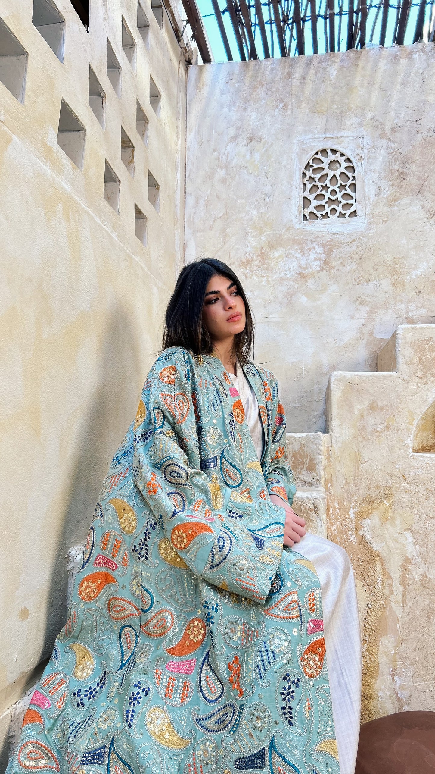 Mint Desert Bloom Kaftan