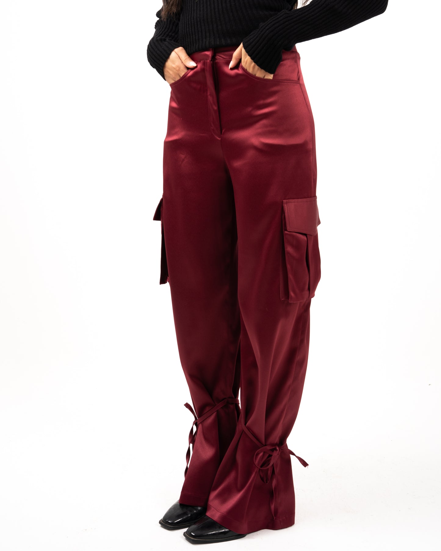 Satin Cargo Pants