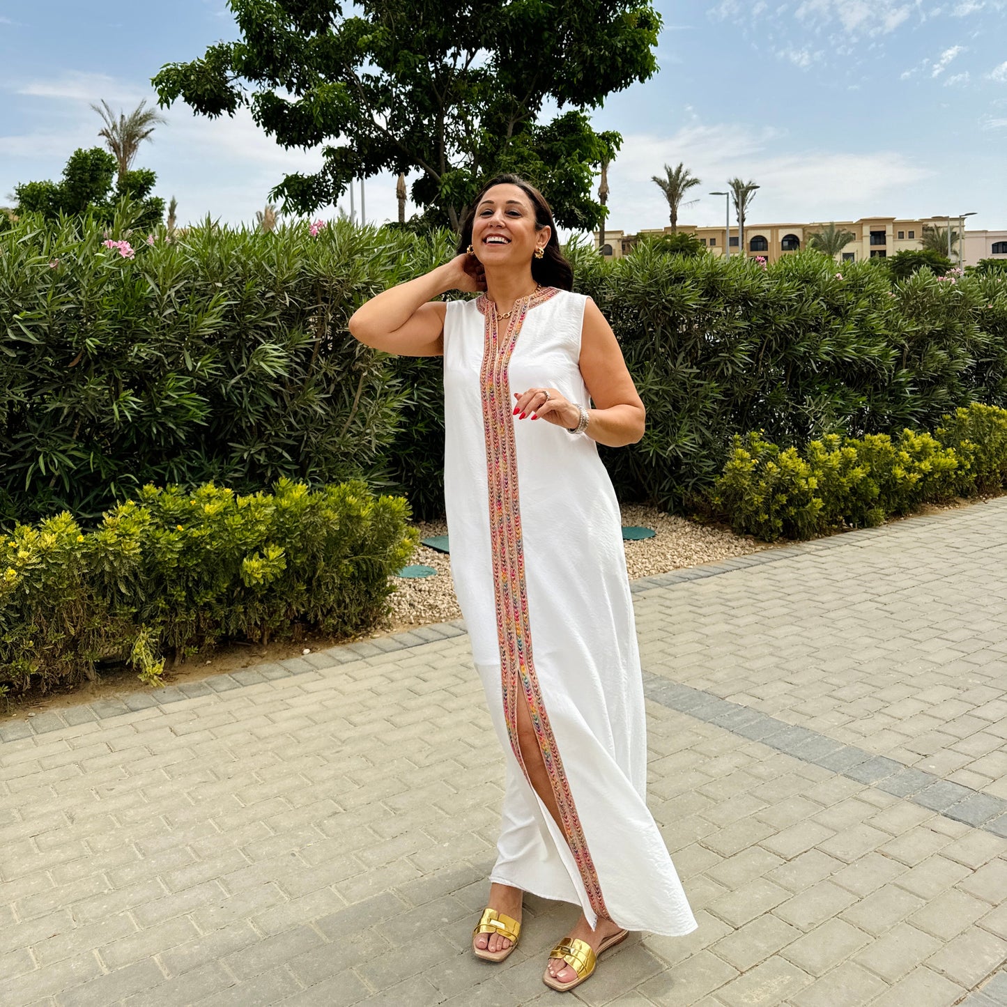 Color Burst White Dress