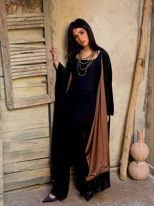 BrownxBlack Fringed Kimono