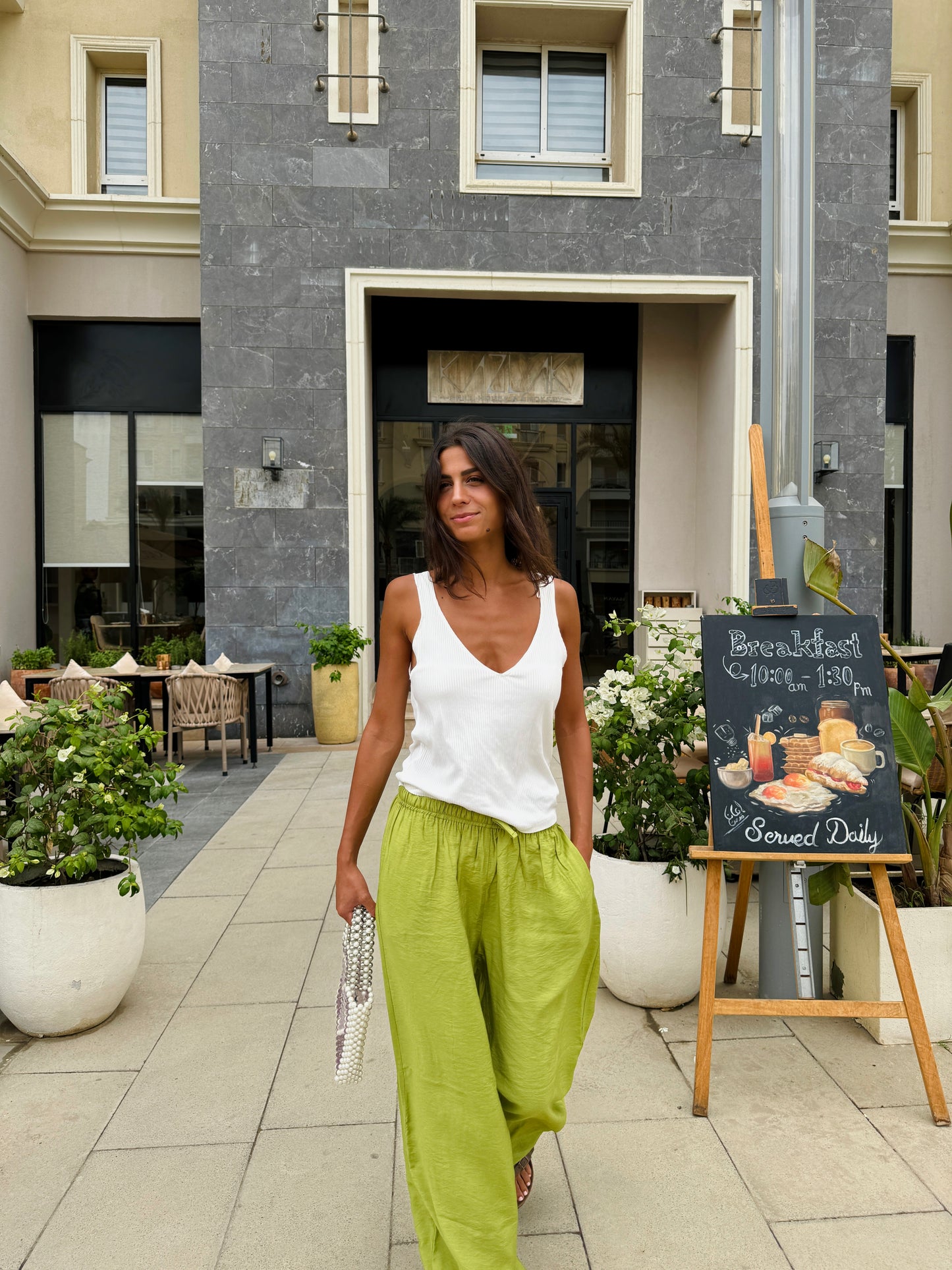 Apple Green Linen Pants