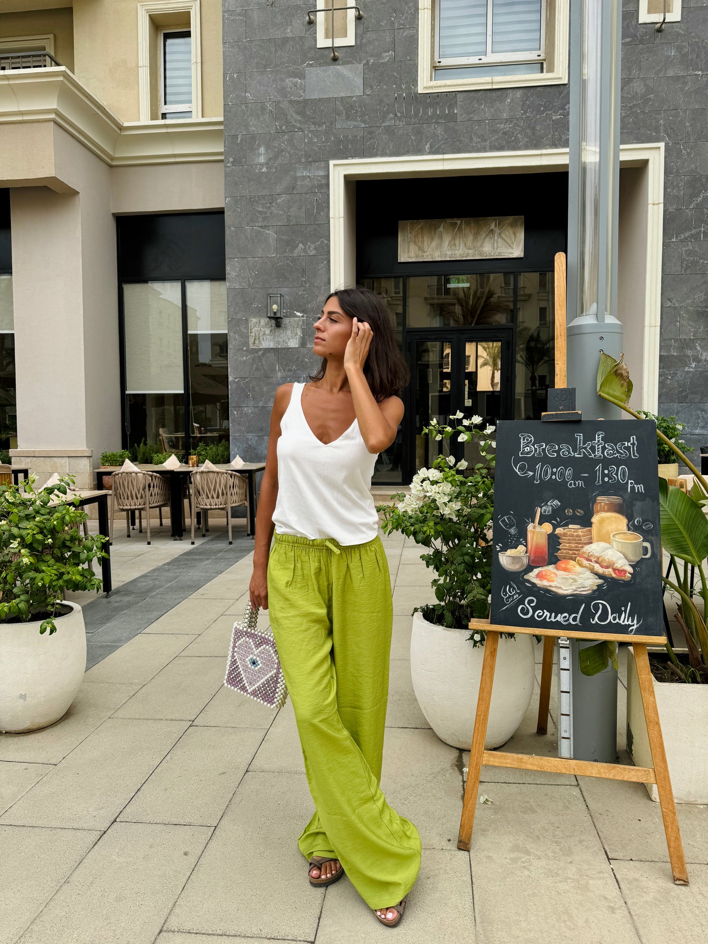 Apple Green Linen Pants