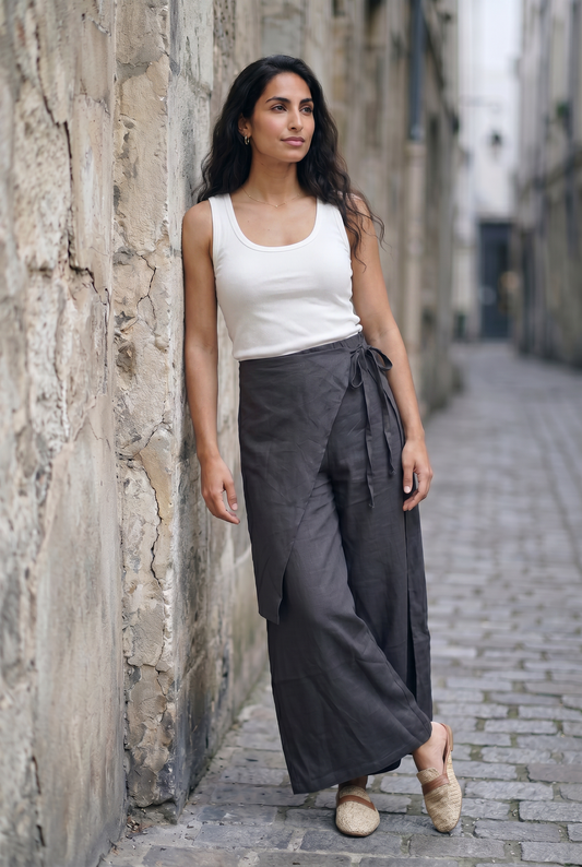 Rhea Linen Wrap – Pants