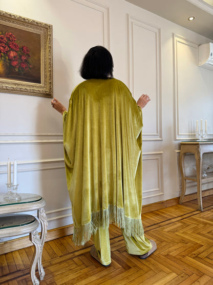 Apple Green Fringed Kimono