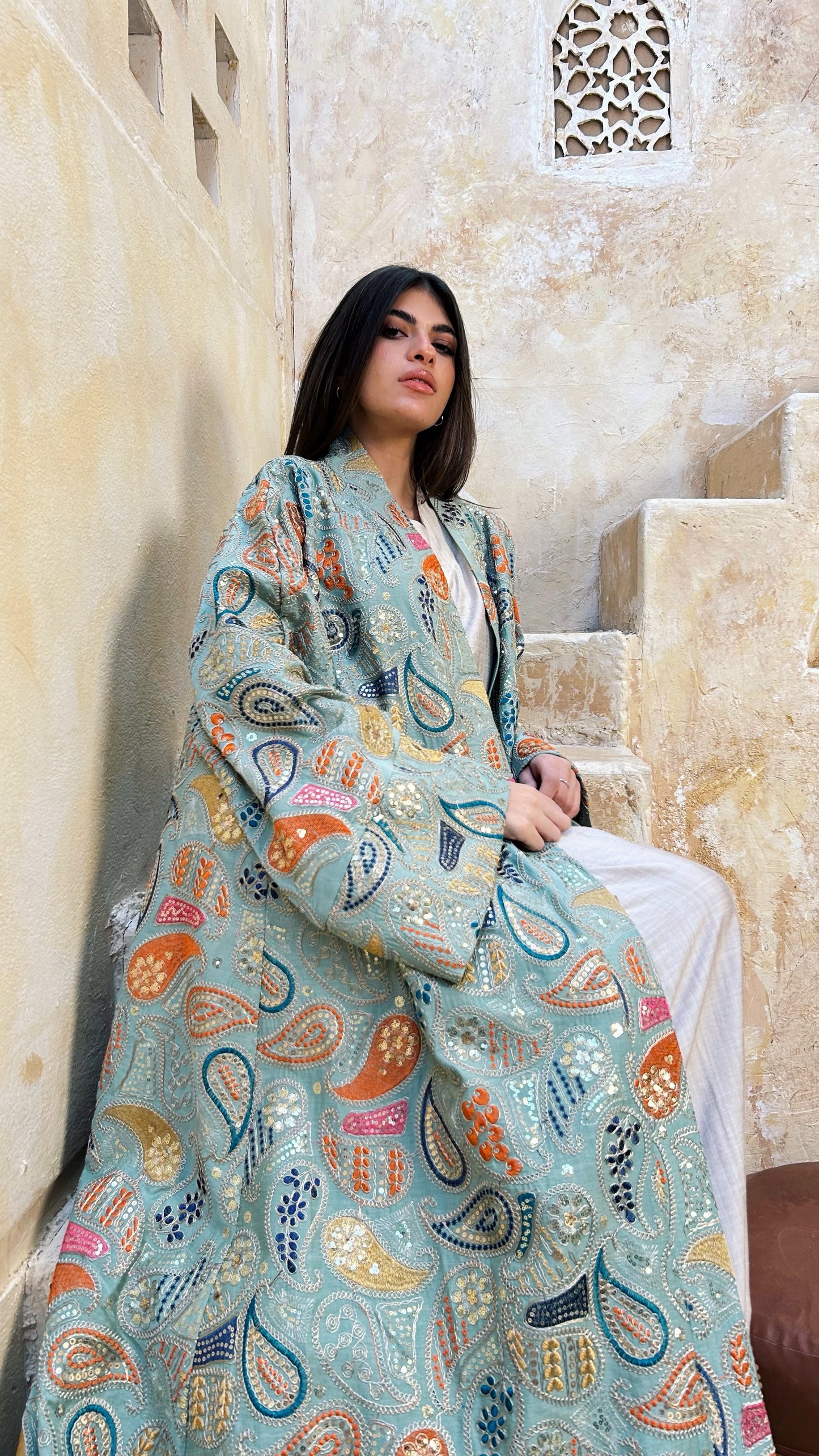 Mint Desert Bloom Kaftan