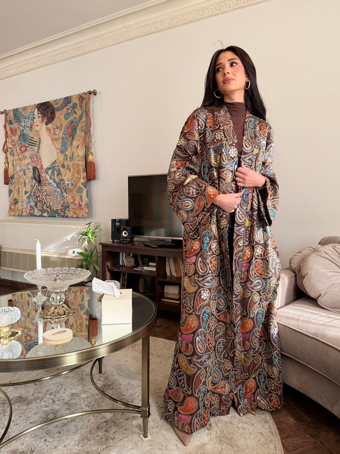 Jeweled Espresso Kaftan