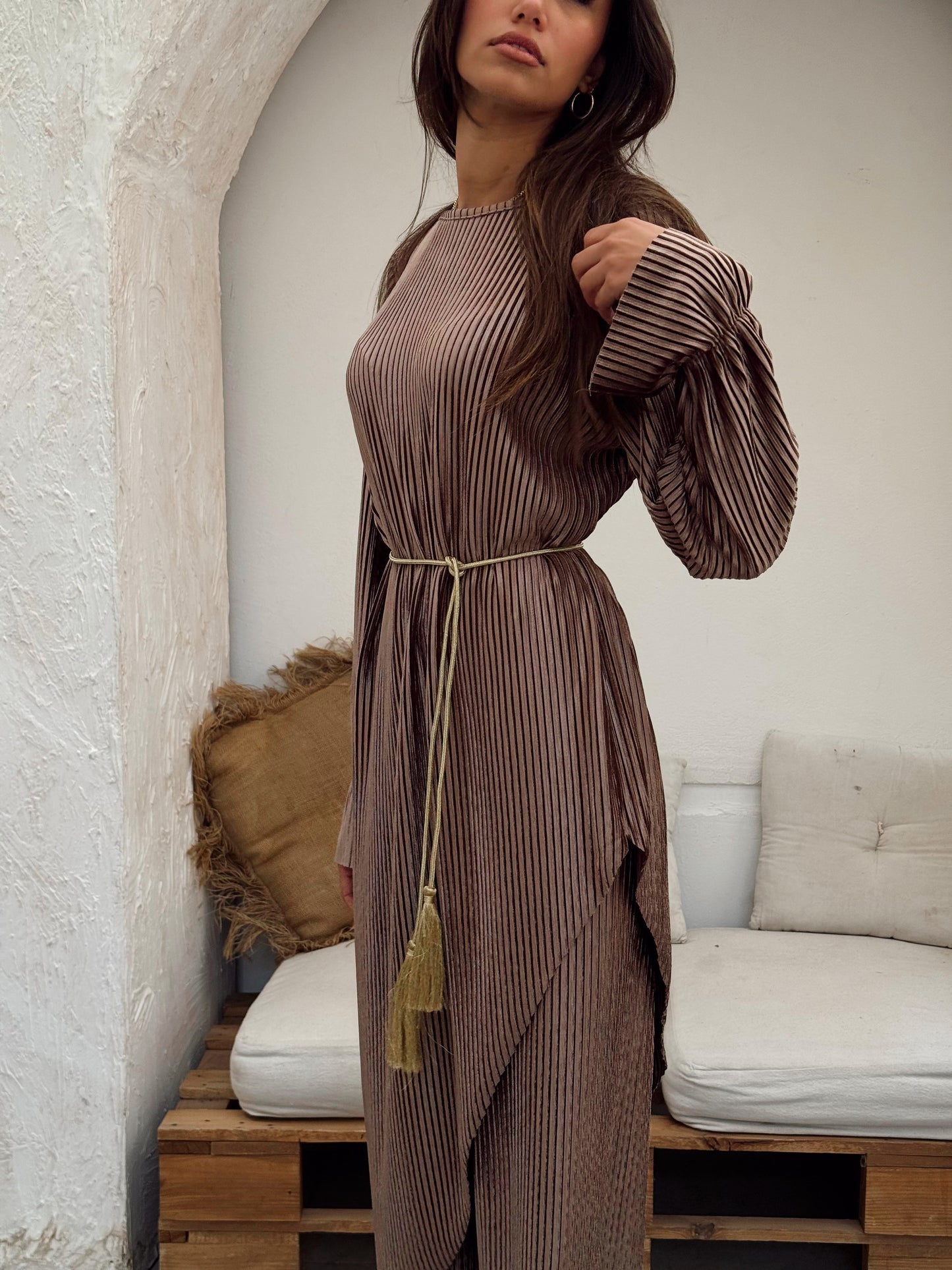 Plisse Asymmetrical Set