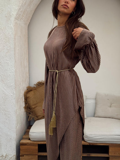 Plisse Asymmetrical Set