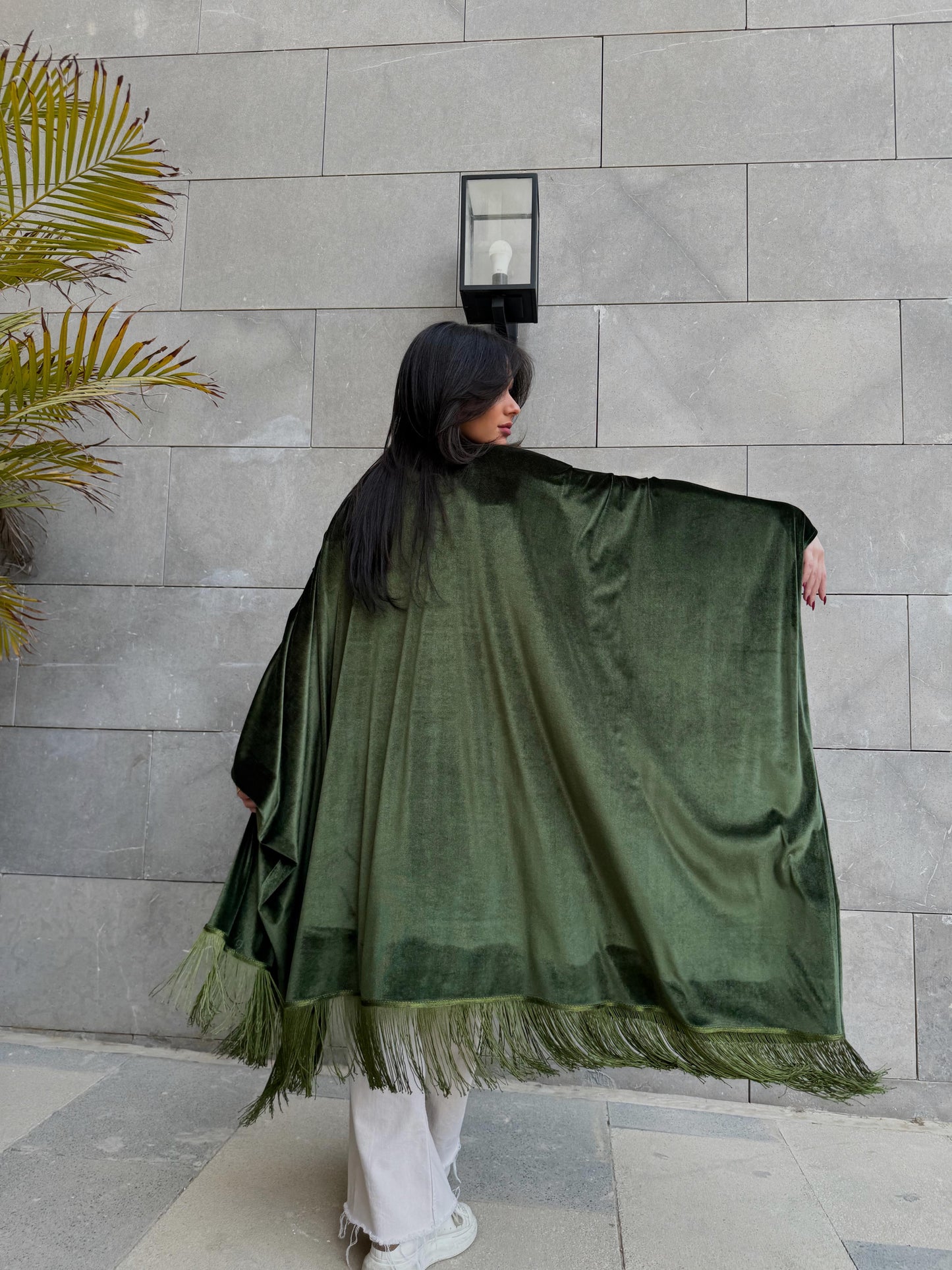 Olive Fringed Kimono
