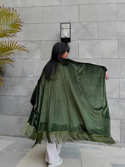 Olive Fringed Kimono