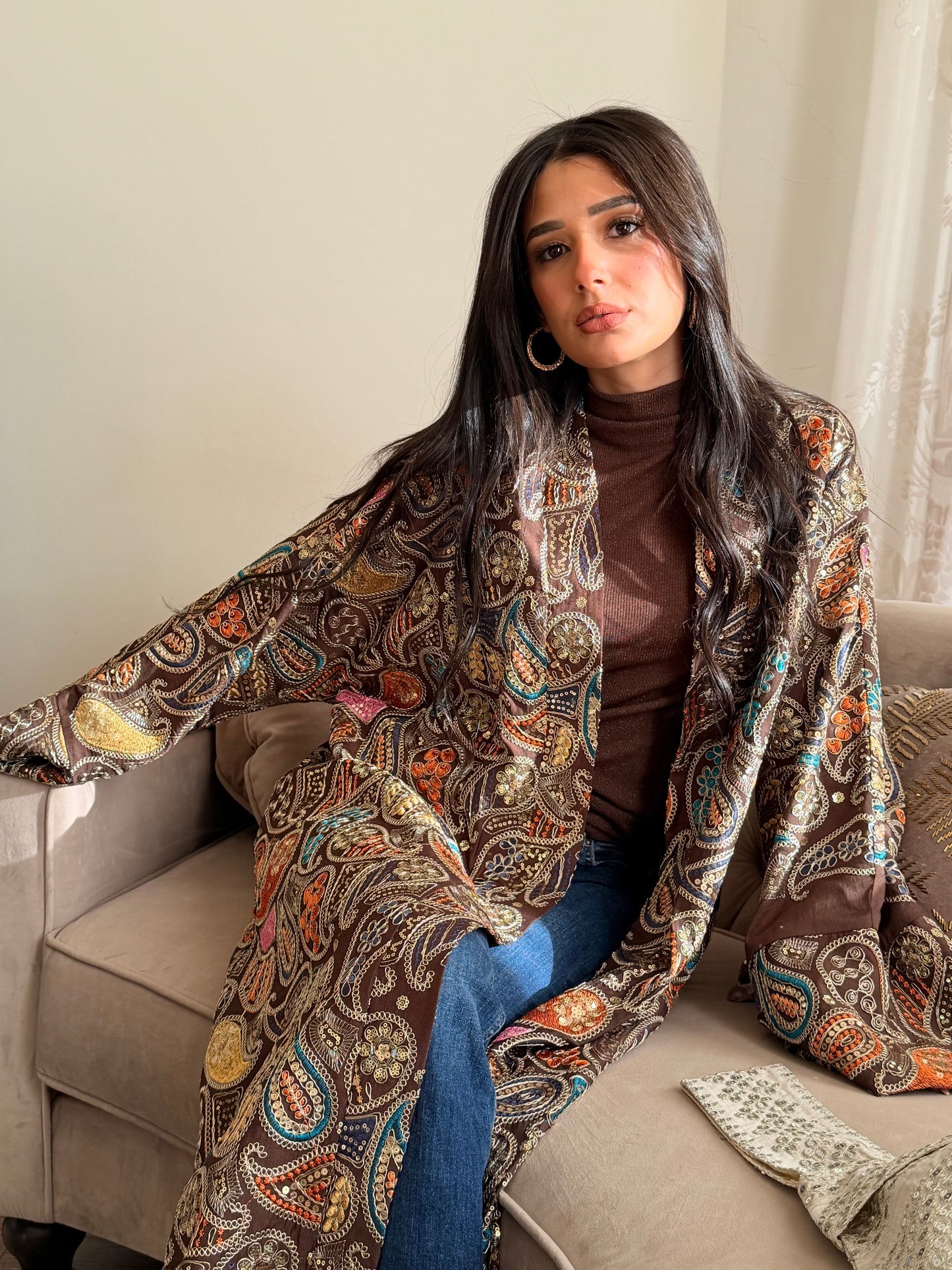 Jeweled Espresso Kaftan