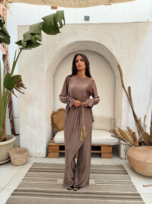 Plisse Asymmetrical Set