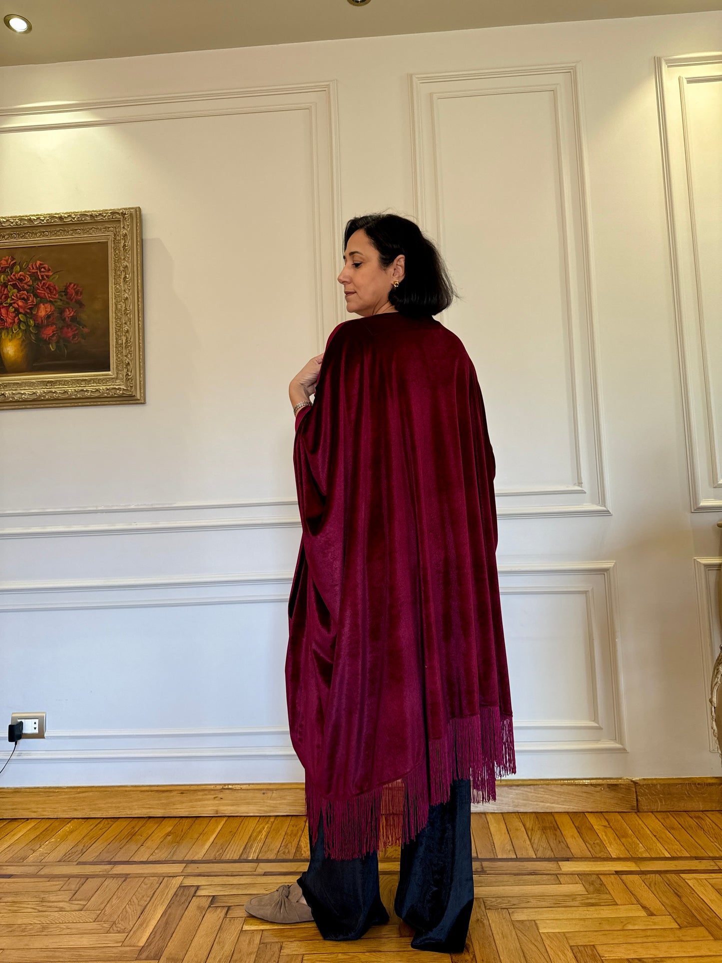 Burgundy Fringed Kimono