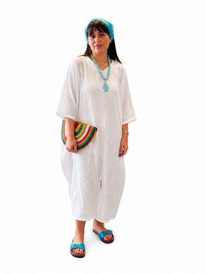 Maya Linen Dress – White