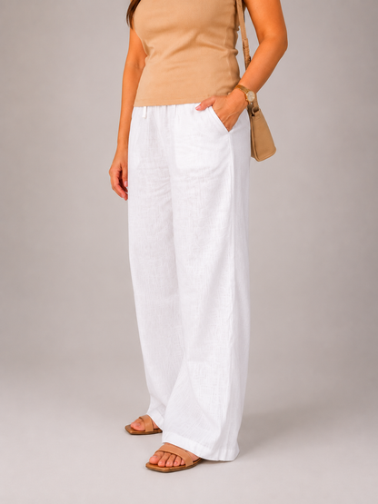 Maya Linen Pants – White