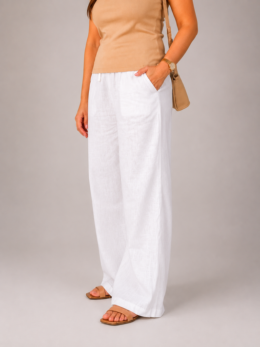 Maya Linen Pants – White