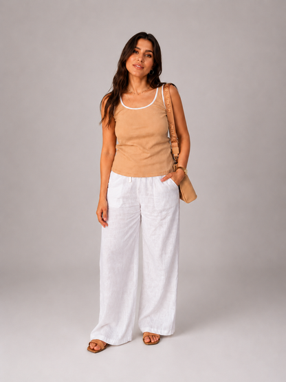 Maya Linen Pants – White