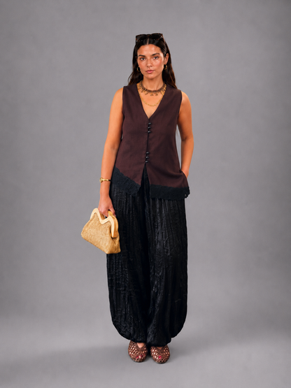 Aria Lace Vest – Espresso