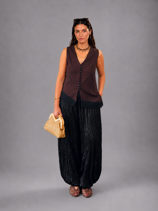 Aria Lace Vest – Espresso