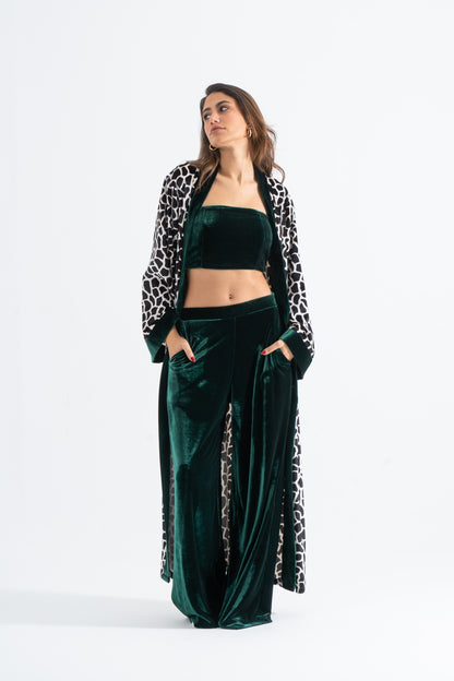 Itsy Bitsy Velvet Set With Cropped Top