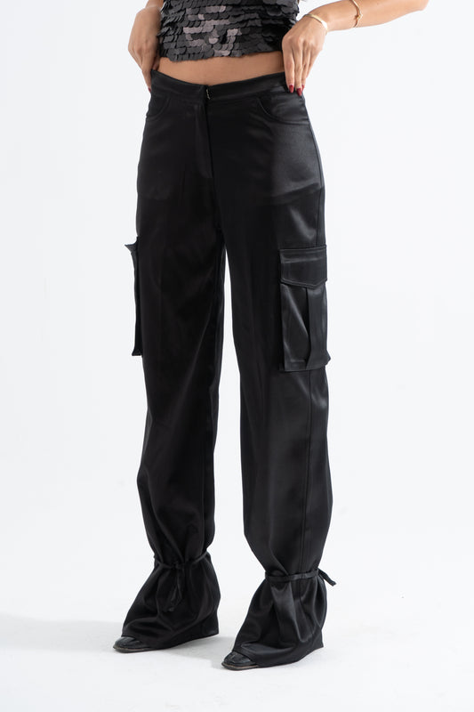 Satin Cargo Pants