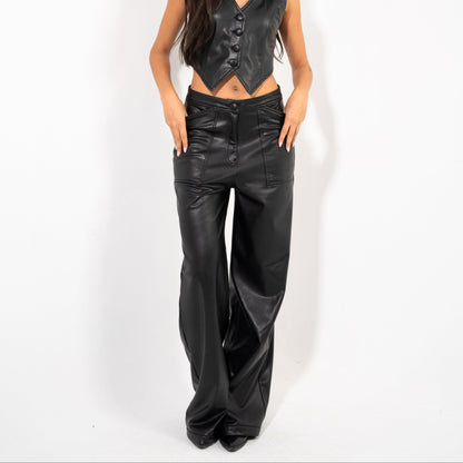 Wide Leg Leather Pants