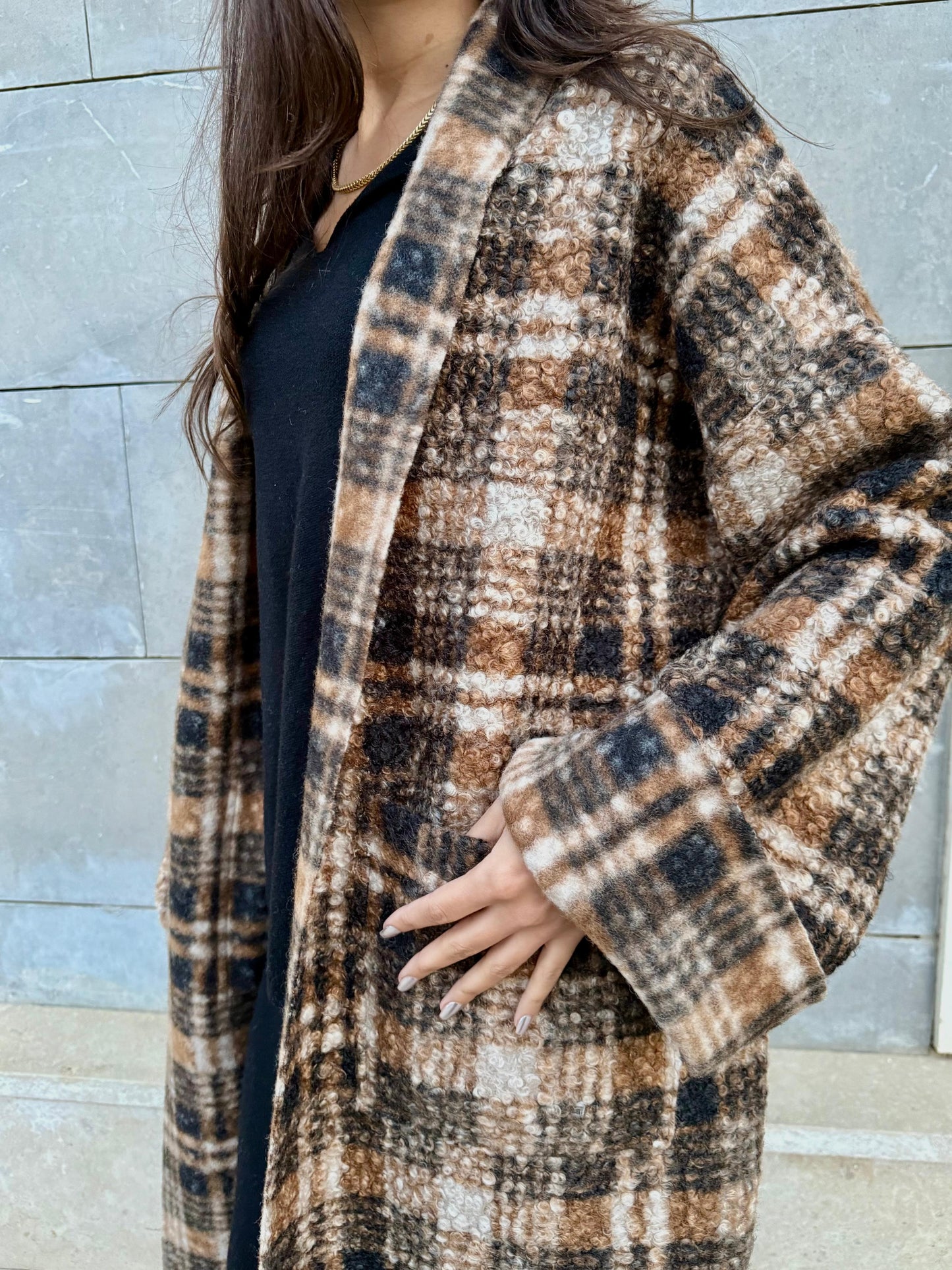 Plaid Brown Kimono