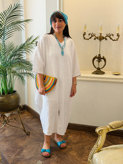 Maya Linen Dress – White