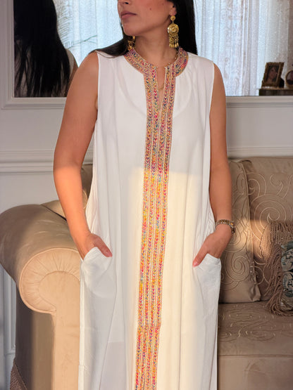 Color Burst White Dress