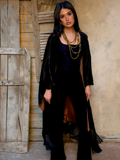 BrownxBlack Fringed Kimono