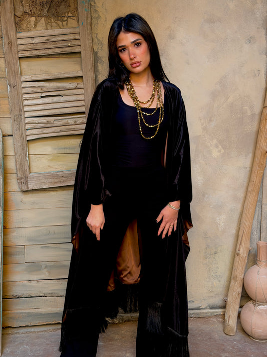 BrownxBlack Fringed Kimono