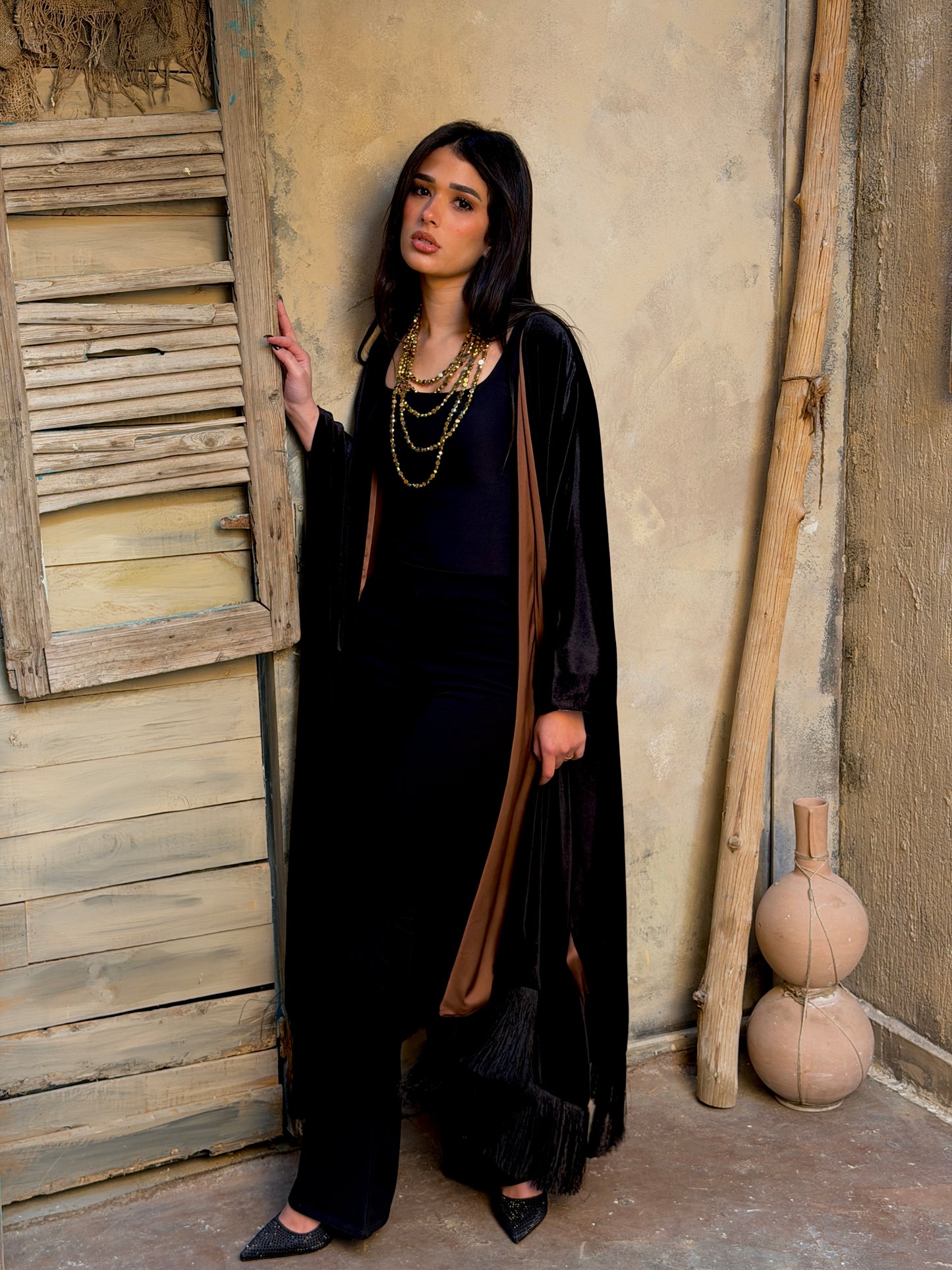 BrownxBlack Fringed Kimono