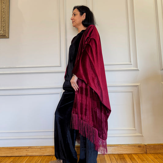 Burgundy Fringed Kimono