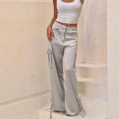 Satin Cargo Pants