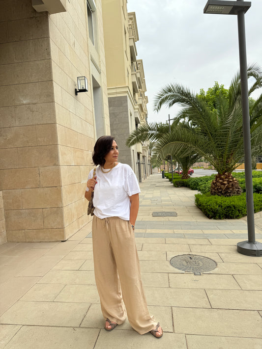 Beige Linen Pants