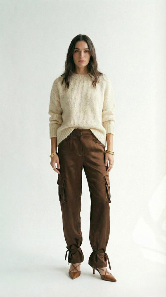 Satin Cargo Pants
