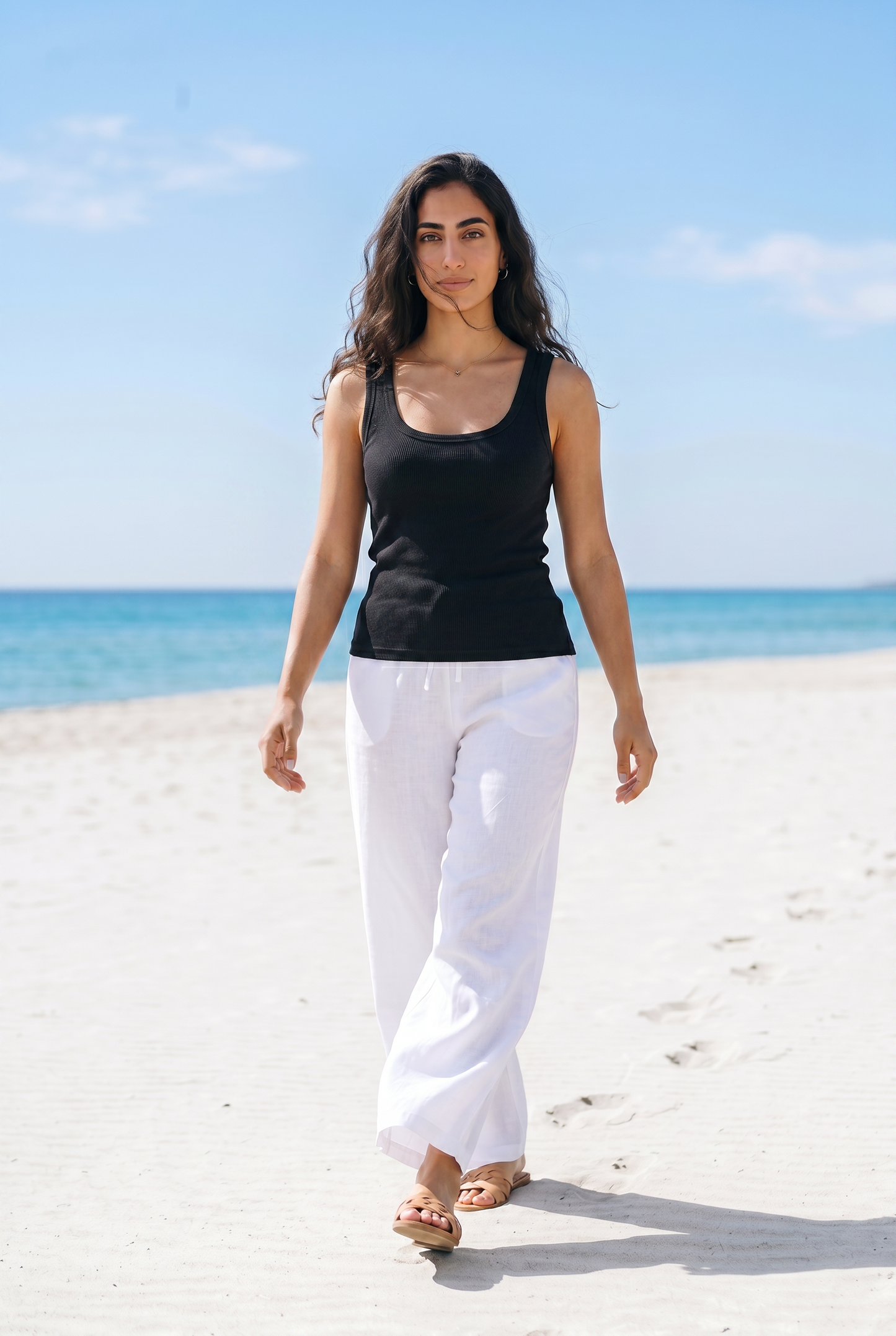 Maya Wide - Leg Linen Pants – White