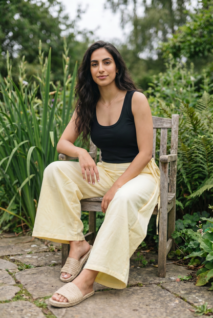 Rhea Linen Wrap – Pants – Yellow
