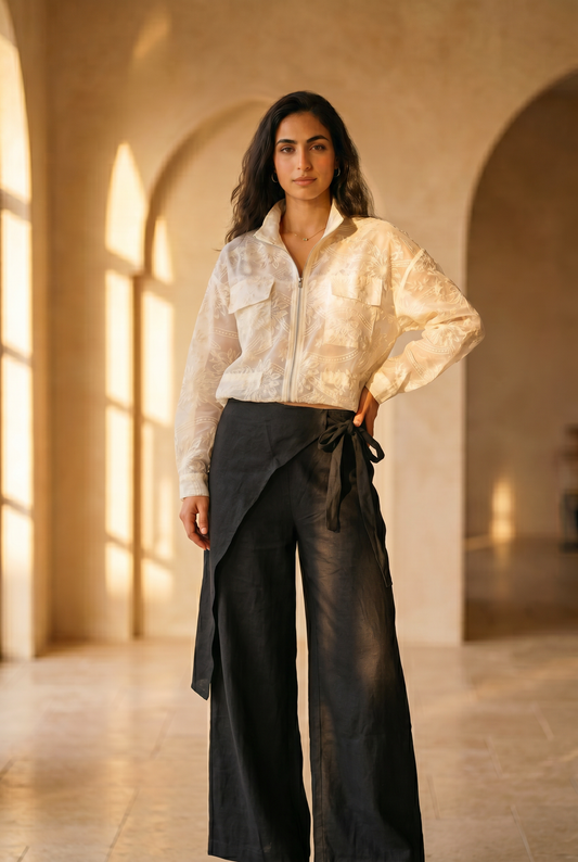 Aurelia Embroidered Organza Bomber Jacket