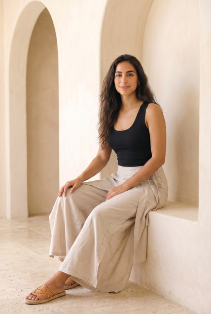 Rhea Linen Wrap – Pants – Beige
