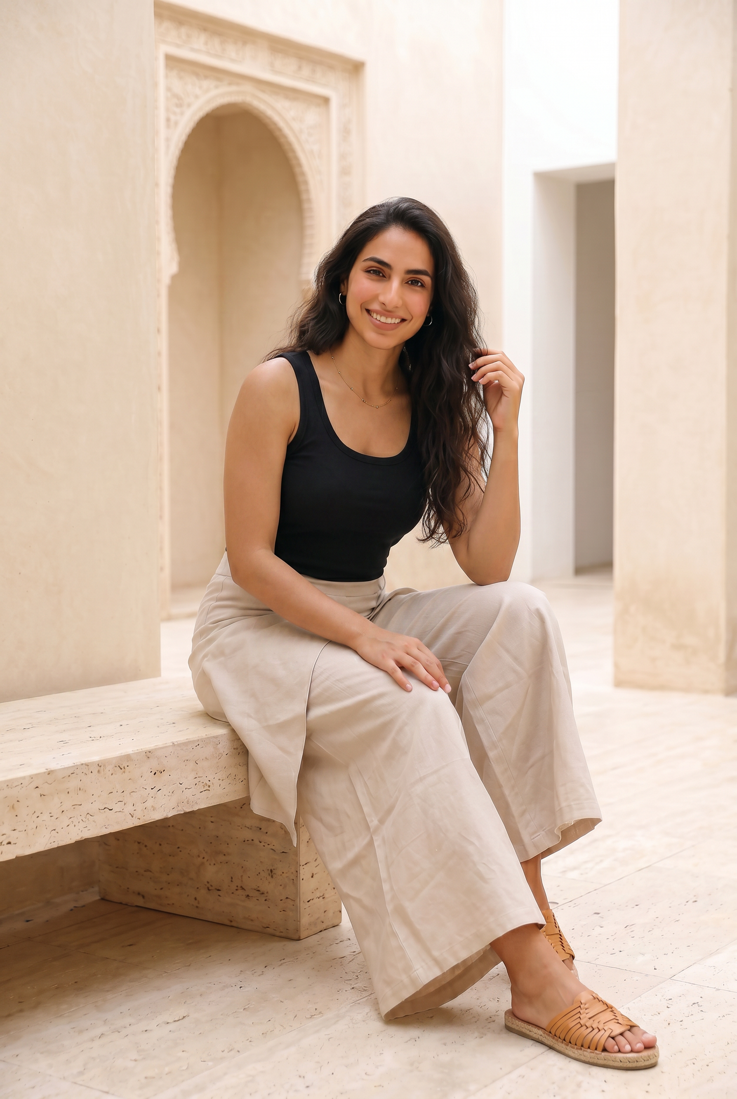 Rhea Linen Wrap – Pants – Beige