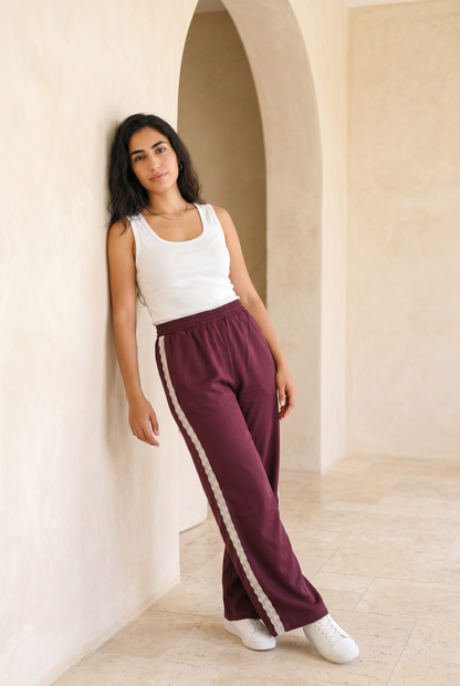 Celeste Lace – Pants – Burgundy