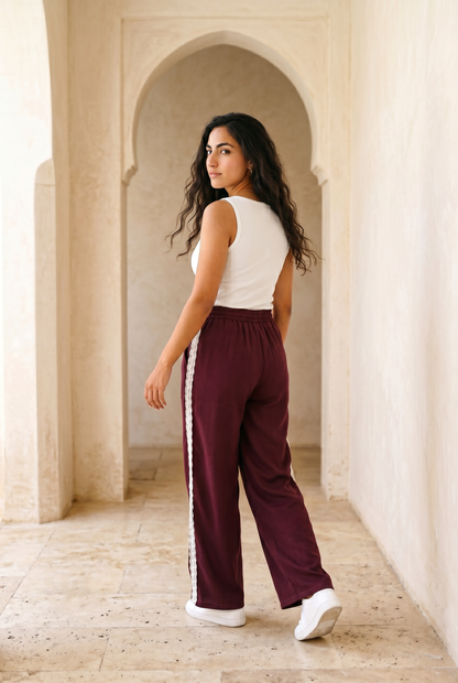 Celeste Lace – Pants – Burgundy