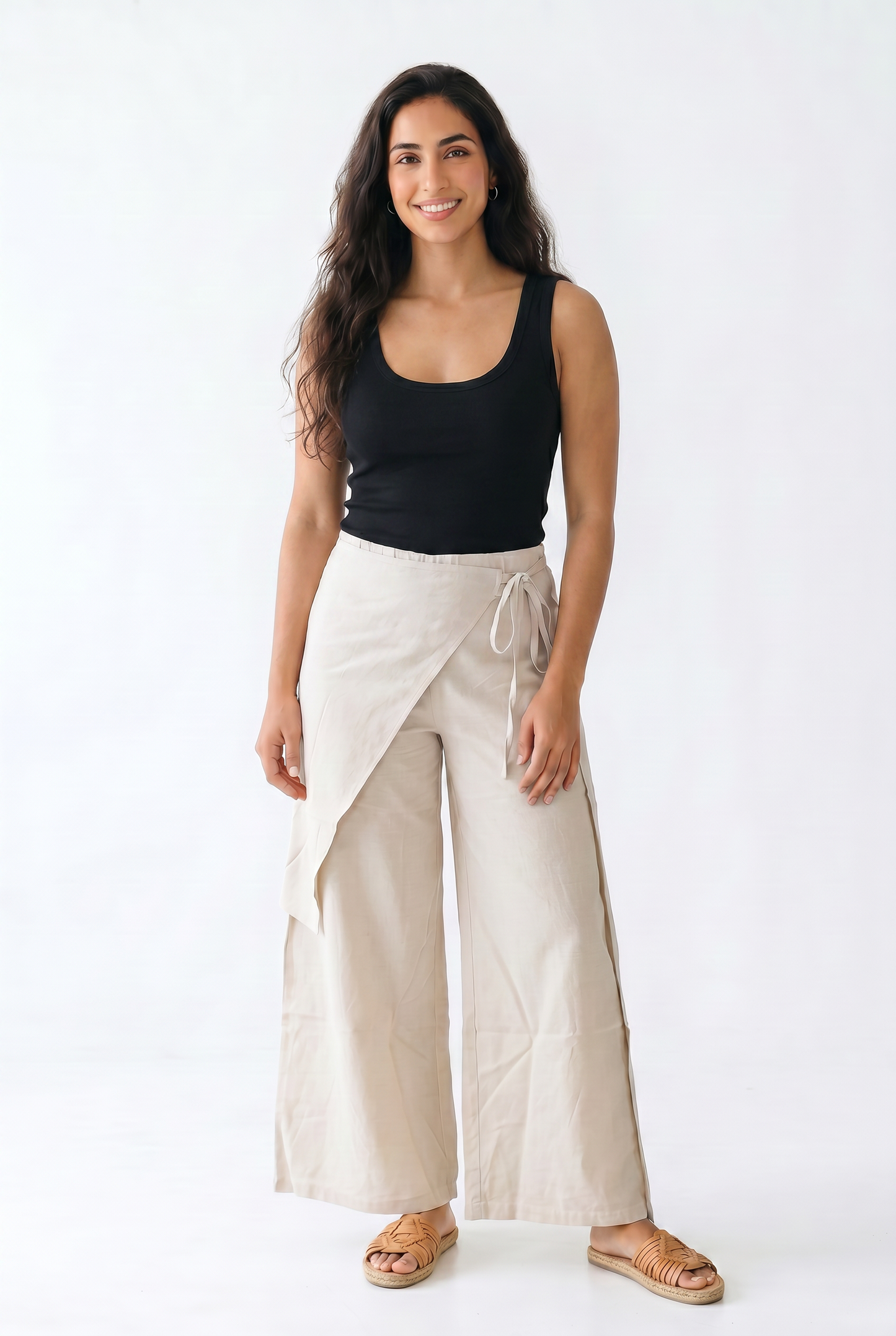 Rhea Linen Wrap – Pants – Beige