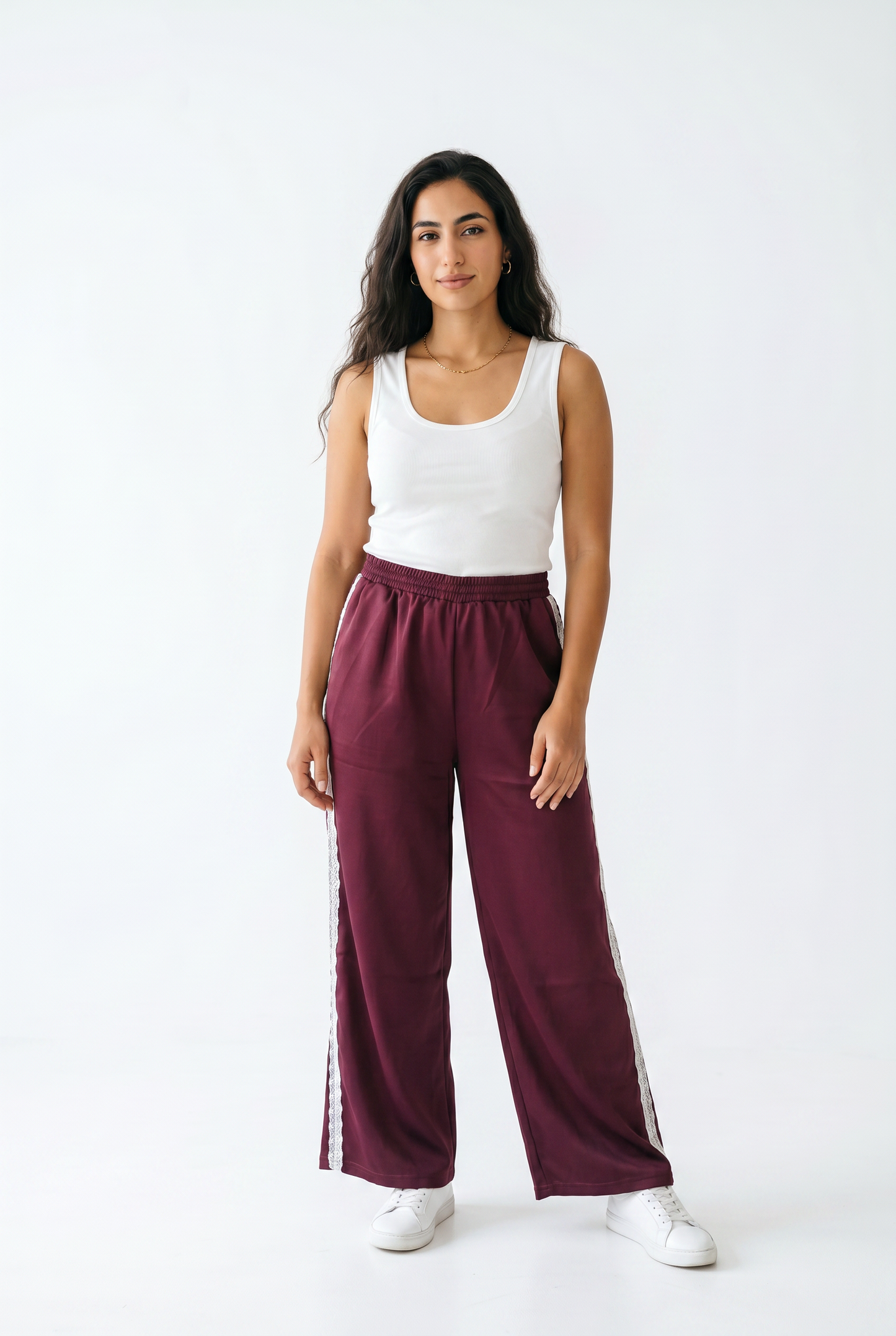 Celeste Lace – Pants – Burgundy